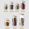 Glass Food Storage Containers Set,Airtight Food Jars with Bamboo Wooden Lids  Kitchen Canisters For Sugar Candy Cookie 2