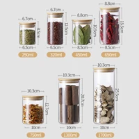 Glass Food Storage Containers Set,Airtight Food Jars with Bamboo Wooden Lids  Kitchen Canisters For Sugar Candy Cookie 2