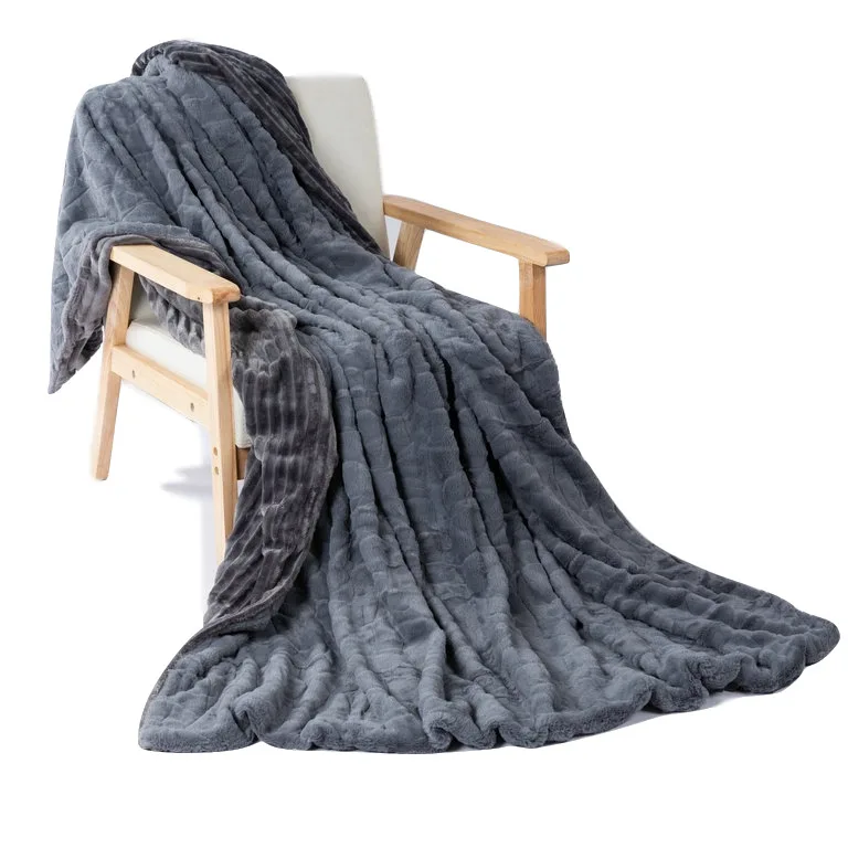 

Cross Border for AliExpress Double Layer Thick Imitation Rabbit Fur Flannel Sprout Small Blanket PV Velvet Hot Selling