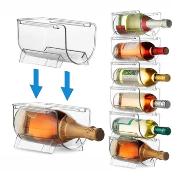 

Wine Drink Storage Rack Overlap Refrigerator Rack Shelf Beer Wine Bottle Holder Anti-drop Plastic Space Saving Refrigerator Tray