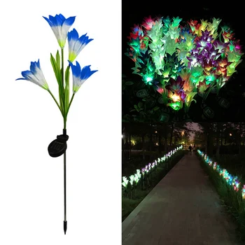 

2pcs Solar Lily Flowers Garden Lights LED Outdoor Decor Lamp Multi-Color Color Changing Solar Lamps Garden Park Decoration LB88
