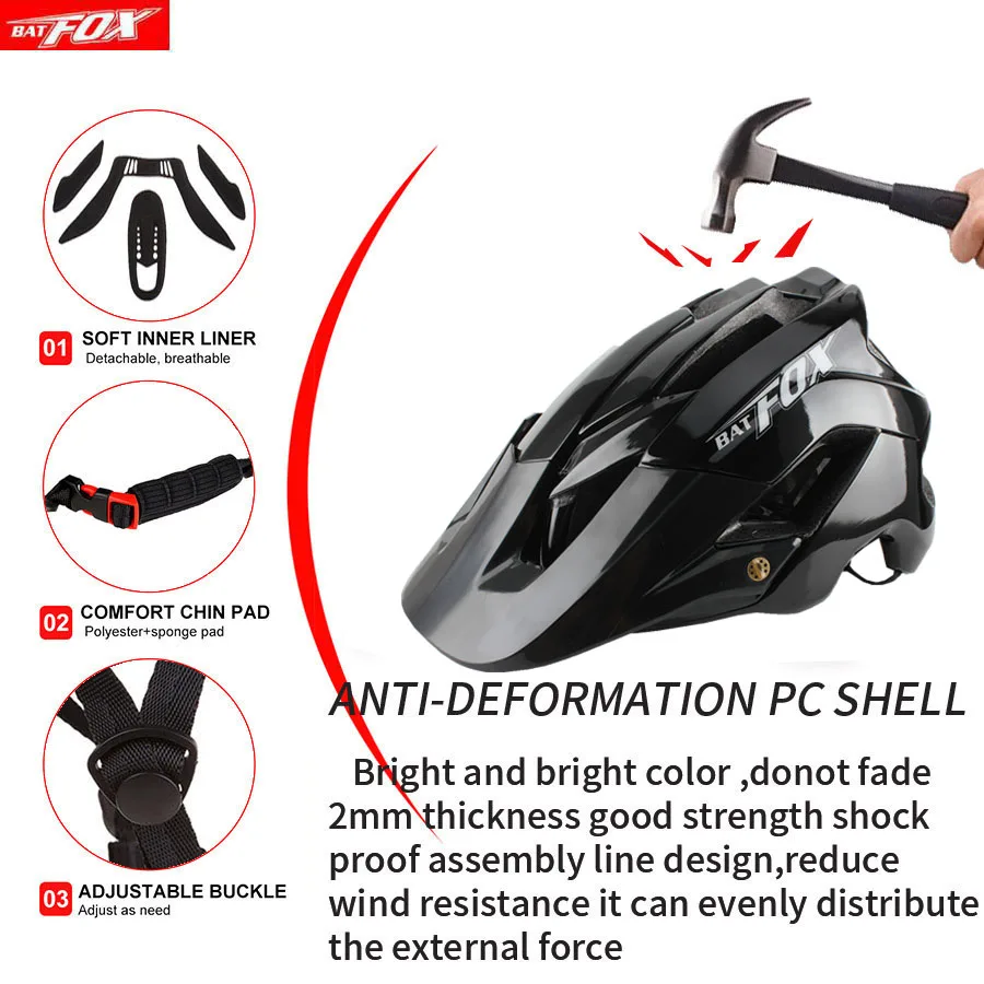 Batfox велосипедный шлем MTB дорожный велосипедный шлем ультралегкий Женский Мужской Цельный велосипедный шлем защитный шлем
