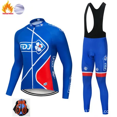 Vciq Pro Team FDJ зимняя велосипедная майка 9D брюки набор MTB униформа Одежда для велосипеда Мужская теплая шерстяная велосипедная одежда