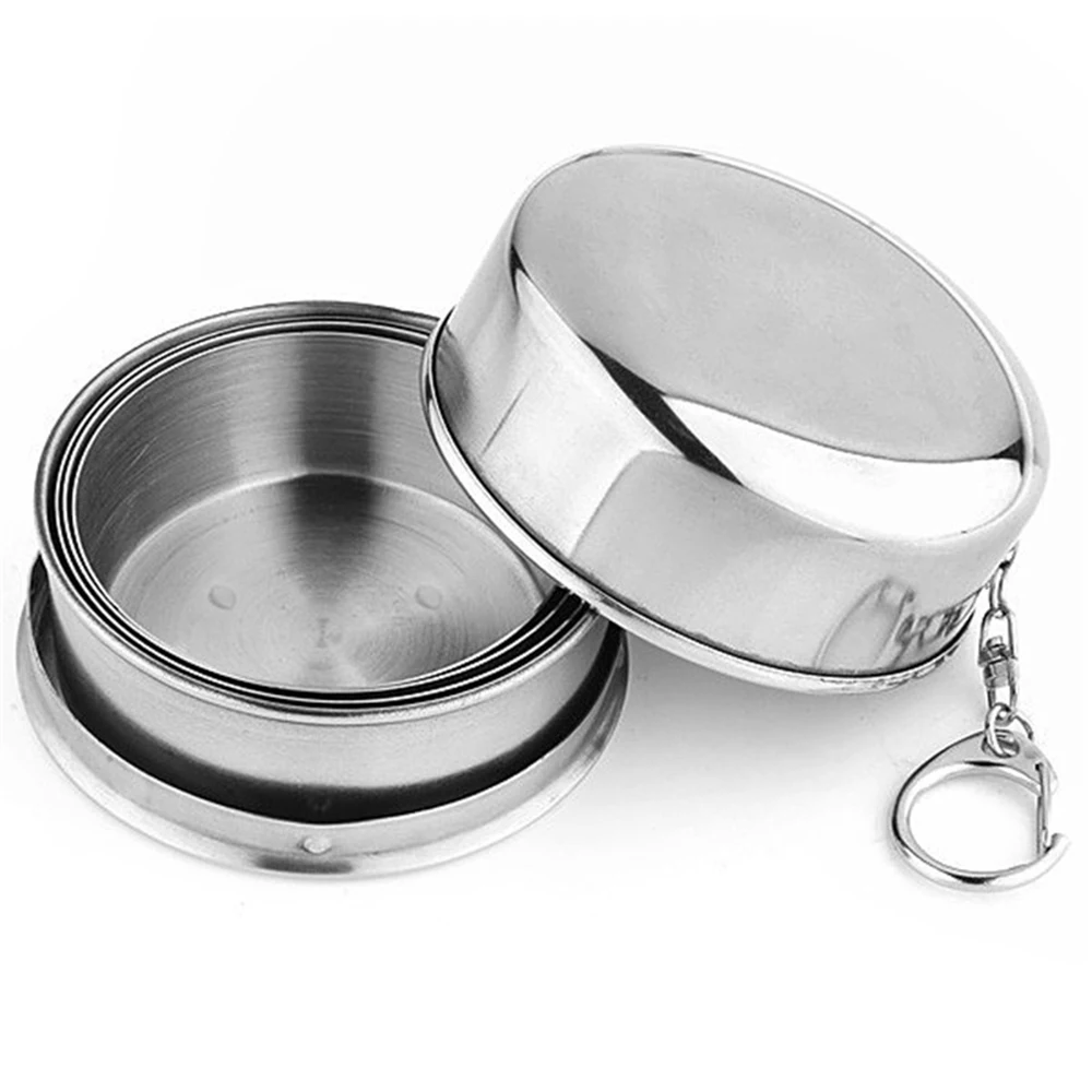 New Stainless Steel 5-layers Camping Folding Cups Traveling Outdoor Collapsible Cup with Lid Portable Drinkware 75/140/240ml