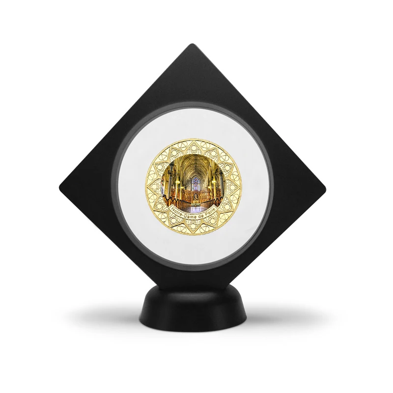 coin with stand4 WR Париж Франция собора Нотр-Дам позолоченные монеты с монетницей на заказ монета подарок пункт дропшиппинг - Цвет: coin with stand4