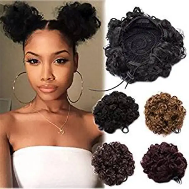 Online Shop Weilai African Hair Bun Ponytail Drawstring Synthetic