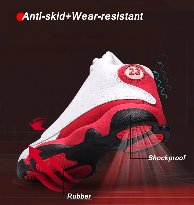 RUIFF Мальчики Баскетбольная обувь Детские кроссовки для улицы BigKids Нескользящая мужская спортивная обувь детская кожаная Высокая Баскетбольная обувь