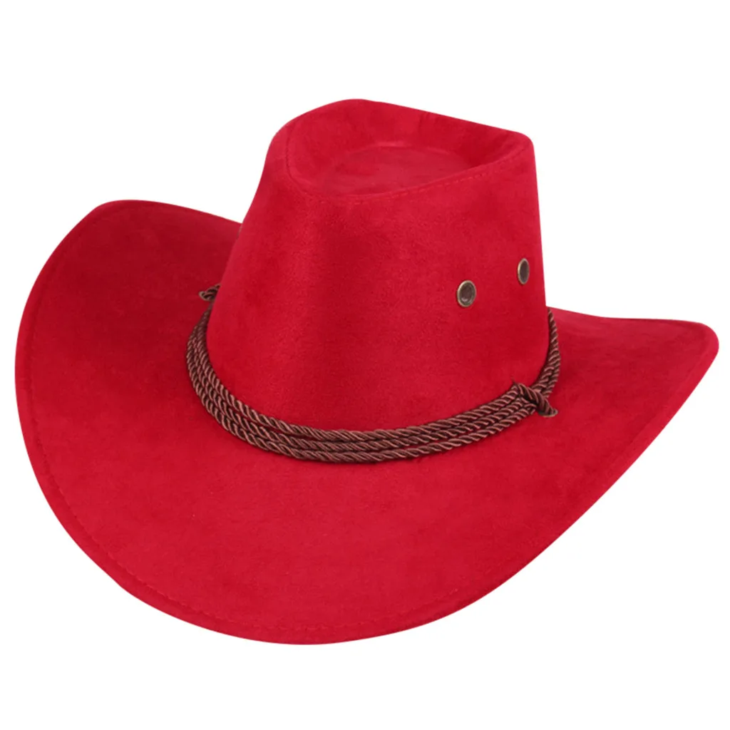 

Hot Sale New Unisex Fashion Hats Western Cowboy Hat Solid Tourist Cap Outdoor Wide Brim Jazz Caps Gorras Leather Hat #L5