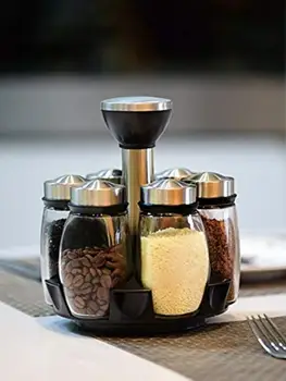 

Kitchen Seasoning Tank Rotating Seasoning Box Glass Bottle Seasoning Storage Tank Stainless Steel Seasoning Tank Set
