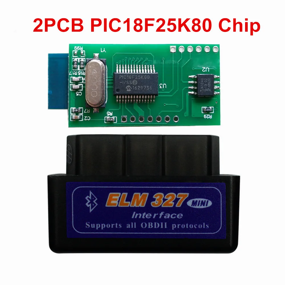 OBDII сканер ELM327 1,5 автомобильный диагностический инструмент ELM 327 PIC18F25K80 Bluetooth V1.5 ELM327 OBD2 Bluetooth считыватель кодов OBD II V1.5 - Цвет: Double PCB Black
