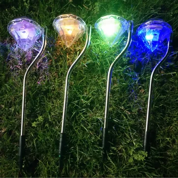 

4pcs Outdoor LED Solar Light Garden Decoration Lamps LED Diamonds Lawn Light Solar Powered Path Stake Lanterns Lamp Home Decor