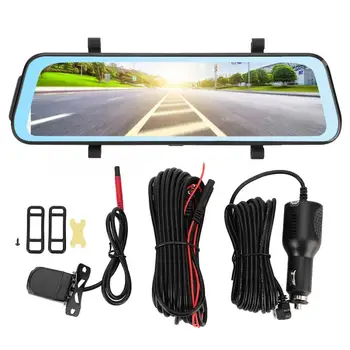 

Car Camera Recorder 10in 1080P Touch Screen Dual Lens Motion Detection Dash Cam Stream Media Rearview Mirror Driving Recorder