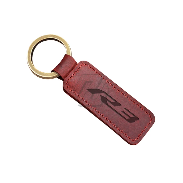 For Yamaha YZF-R3 R3 Models Motorcycle Keychain Cowhide Key Ring Red