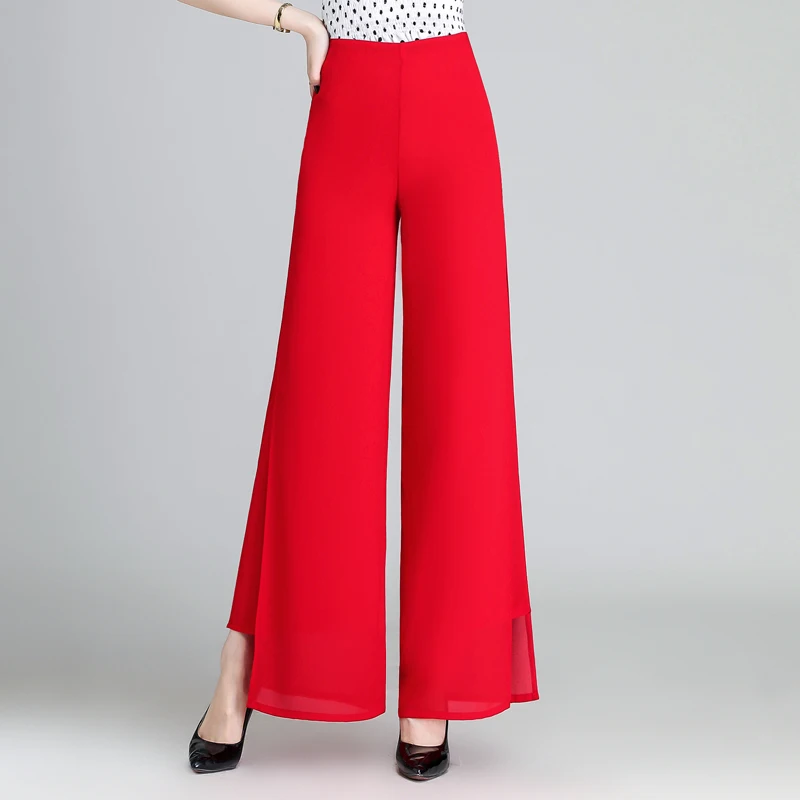 Women Pants Trousers Summer Fashion Thin Wide Leg Pants Loose High Waist  Casual Women Pants Skirt Pants Dance Pants 4XL (Color : Red, Size : XX-Large)  : : Clothing, Shoes & Accessories