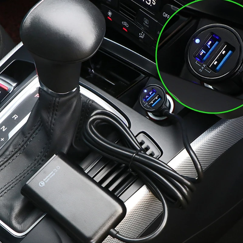 Автомобильное зарядное устройство Quick Charge 3,0, зарядное устройство для мобильного телефона, переднее сиденье, заднее сиденье, зарядное устройство, 4 порта, автомобильное зарядное устройство для S10 A70 S7 Redmi 5