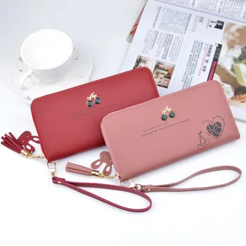 

NEW Leather Women's Wallets New Solid Color Large Capacity Purses For Women Coin Purses Female Long Zipper Wallet Phone Bag TQ7