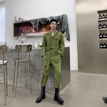 Мужской комбинезон в винтажном стиле, весна, Новое поступление, повседневный цельный комбинезон в стиле хип-хоп, свободный Рабочий комбинезон с длинным рукавом, DS50405