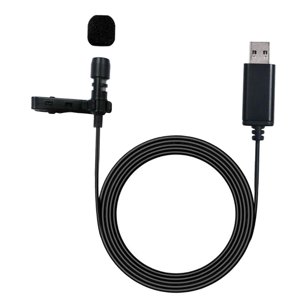 Lavalier Microphone USB Mini Recording Collar Clip Interview Recording Microphone For Voice Computer Laptop Mobile Phone