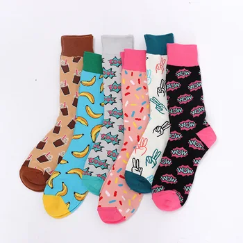 

Creative Men Sock Cartoon Banana Men's Socks Standard Unisex Colorful Casual Crew Sox Adult Cotton Classic Autumn Winter Sokken