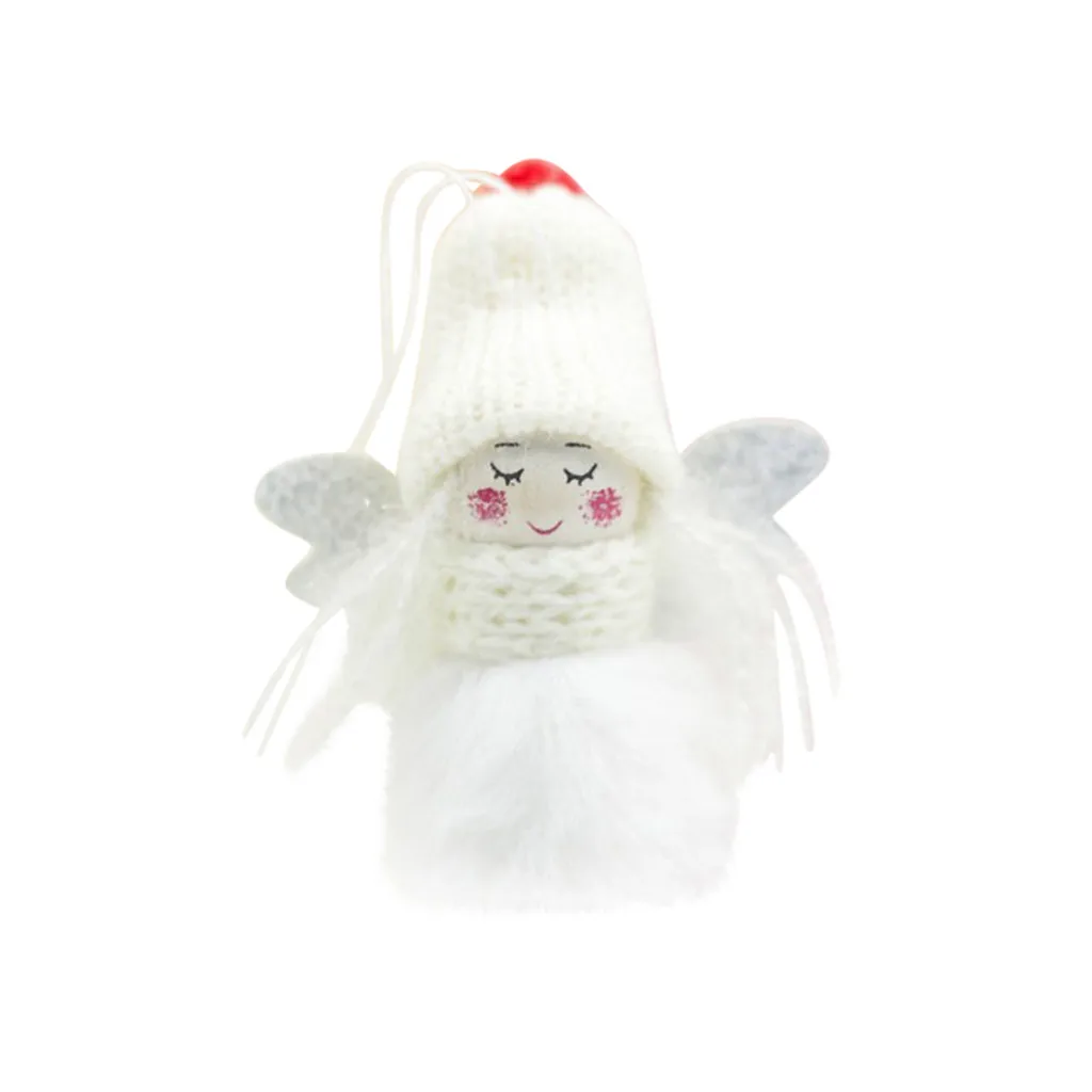 Милый Миниатюрный Плюшевый Ангел девочка Рождественская елка Подвески украшения шерстяная кукла год Рождественские подарки adornos de navidad - Цвет: White