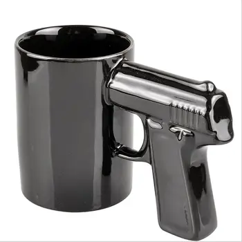 

Pistol Grip Black Coffee Mug Ceramic Holds 14 Oz Perfect for amazing gift Coffee Tea Milk tea beer