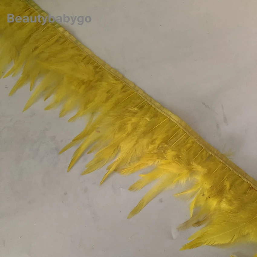 yellow 10 ярд темно-серый АА качество курица с перьями из хвоста петуха планки ленты 10-15 см полоса для платья юбка праздничная одежда ремесло изготовление - Цвет: yellow