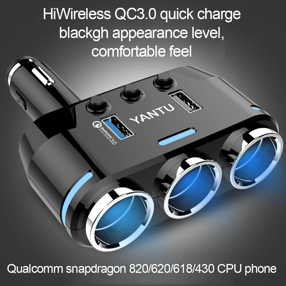 Двойное USB Автомобильное зарядное устройство с беспроводным напряжением QC3.0 Быстрая зарядка одна Буксировка три прикуривателя Автомобильный Разветвитель Питания B39 - Название цвета: 01 Wireless