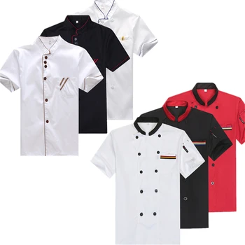 

11Color Chef Uniforms for Men Restaurant Jackets Food Service Short Sleeve Canteen Kitchen Tops Chef Shirt Coat Plus Size