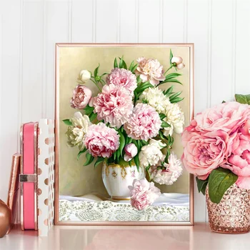 

Huacan DIY Diamond Painting Full Square Flower 5D Diamond Embroidery Mosaic Vase Kits Art Home Decoration