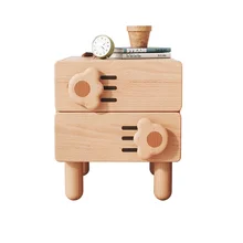 Mesita de noche con garra de gato para niños, miniarmario de mesita de noche con dibujos animados, armario de almacenamiento de madera maciza creativo, cubo