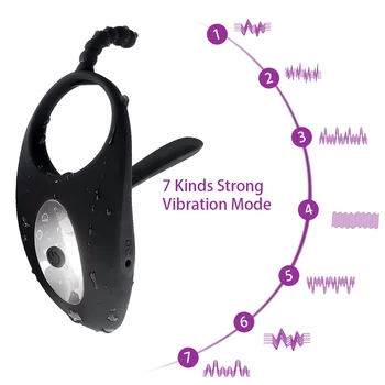 Vibrating Cock Ring G-spot Vibrator Silicone 7 Speed Delay Ejaculation Penis Ring Anal Vagina Stimulation Sex Toys for Couples 2
