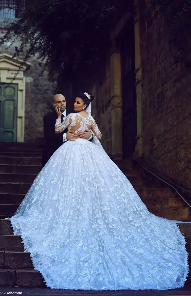 vestido de noiva Said, кружевное платье с аппликацией, расшитое бисером вручную, Прозрачное платье с открытой спиной, свадебное платье со шлейфом, платья для матери невесты