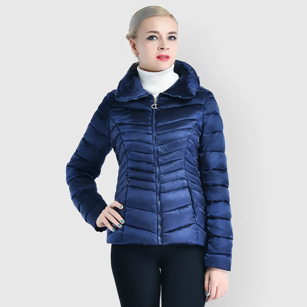 Dark Blue AYUSNUE зимняя куртка женская короткая обтягивающая куртка модная теплая парка Женская пуховая куртка Abrigos Mujer Invierno YYN6613 YY1182 - Цвет: Dark Blue