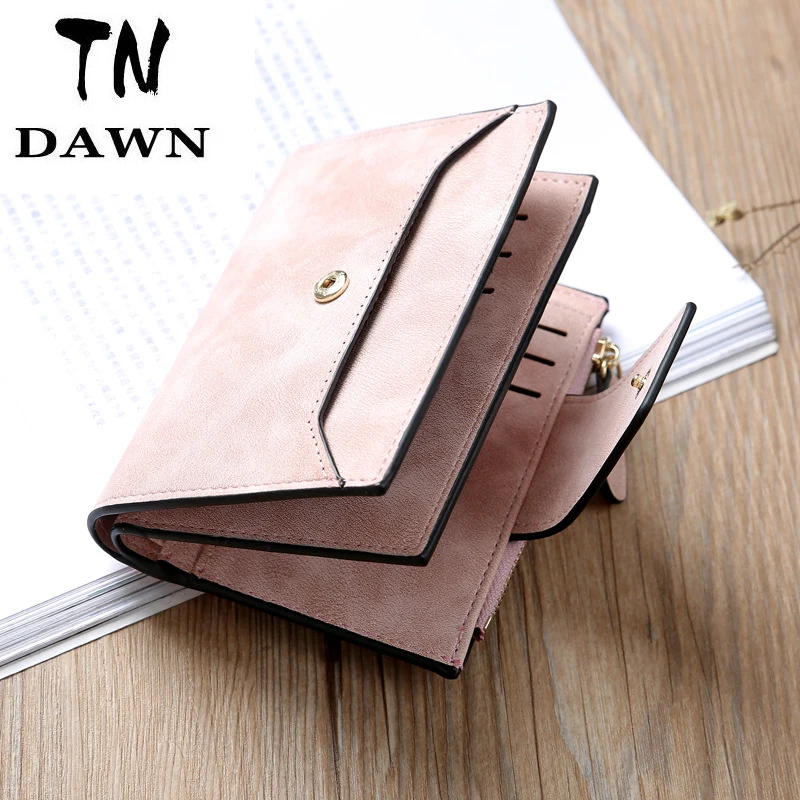 

Fashion Small Female Purse short purse Lady Letter Snap Fastener Zipper Short Clutch Wallet Solid Vintage Matte Women Wallet