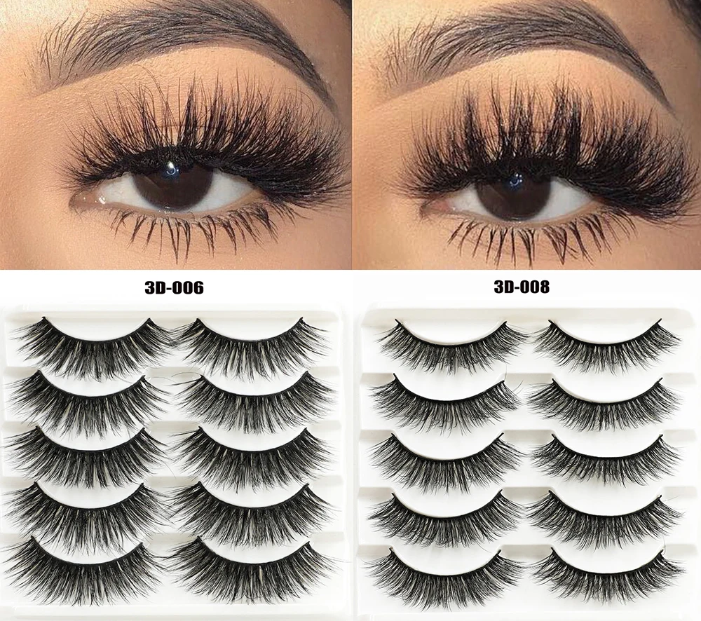 

AALIMICE 5 Pairs 3D Mink Hair False Eyelashes Natural/Thick Long Eye Lashes Wispy Makeup Beauty Extension Tools