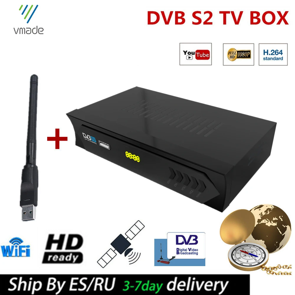Лидер продаж ТВ приставка full HD H.264 спутниковый приемник DVB S2 поддержка IKS BissKey Youtube