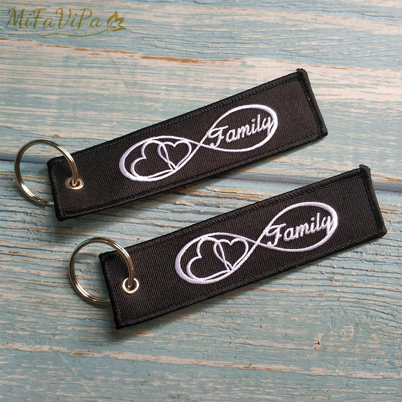 MiFaViPa 1 PC Embroidery Family Infinity Love Keychain Porte Fashion Trinkets Gift Motorcycle Car Key Accessories Love Key Ring (3)