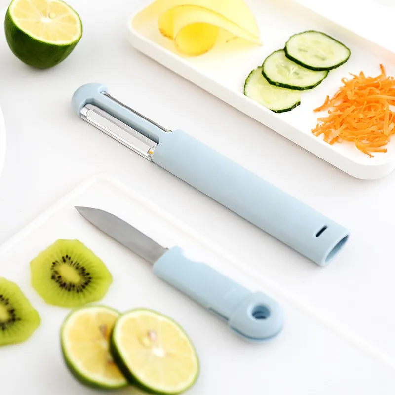 

Multiuse Kitchen Tools Vegetable Peeler Slicer Shredder and Knife Potato Apple Peeler Julienne Cutter Magic Trio Peeler