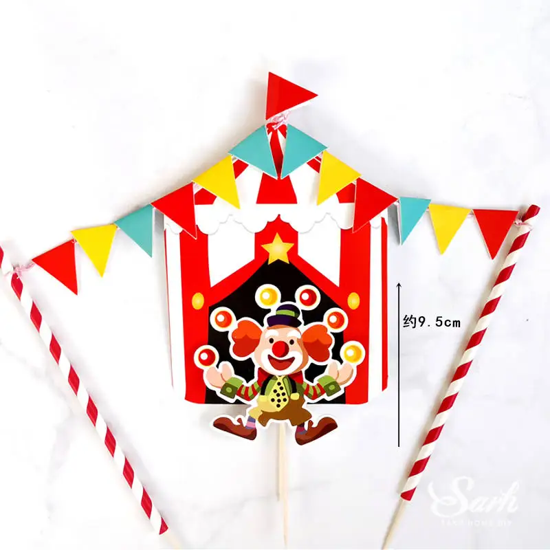Цирковая глина обезьяна клоун слон украшение полый звезда мяч Топпер для торта «С Днем Рождения» для мальчиков и девочек принадлежности для выпечки Любовь Подарки - Цвет: Clown set