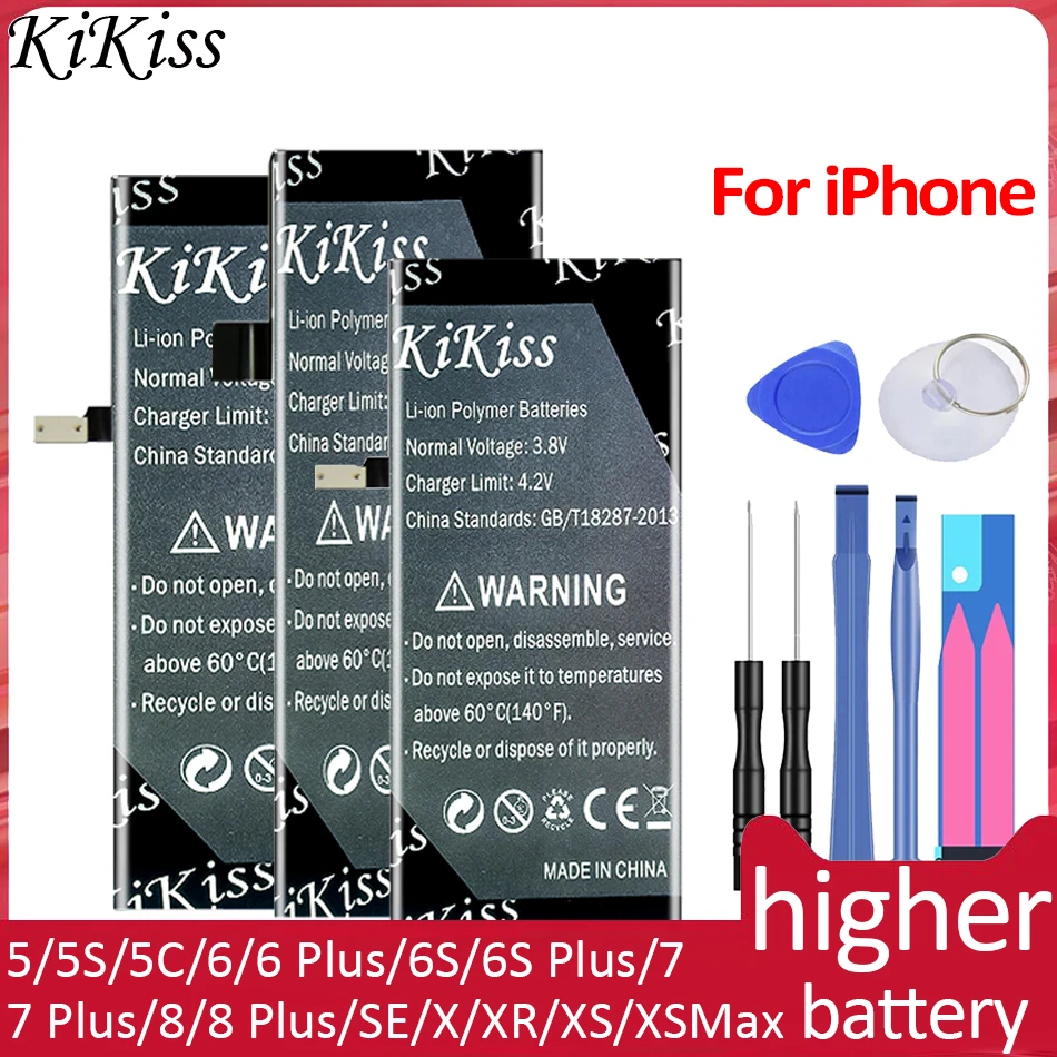 Battery For Iphone 5 Se X 6s 7 6 8 Xs Max Xr Plus Original Kikiss Bateria For Iphone 8 Plus 7 Plus Phone Replacement Battery Aliexpress