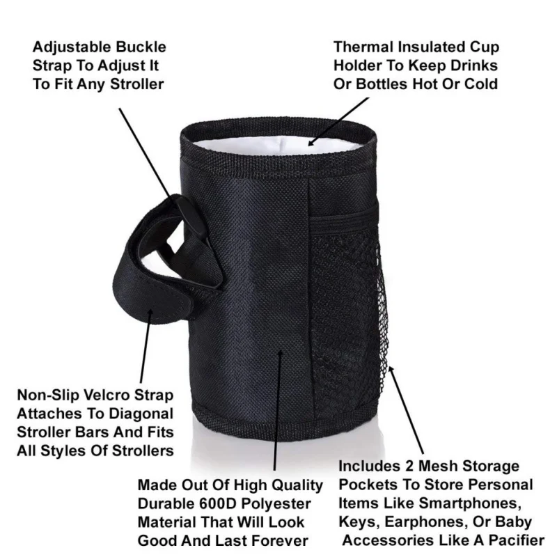 Waterproof Universal Baby Stroller Pram Buggy Pushchair Hanging Cup Bottle Drinks Holder Pocket Organizer water Bag Mesh AHPU