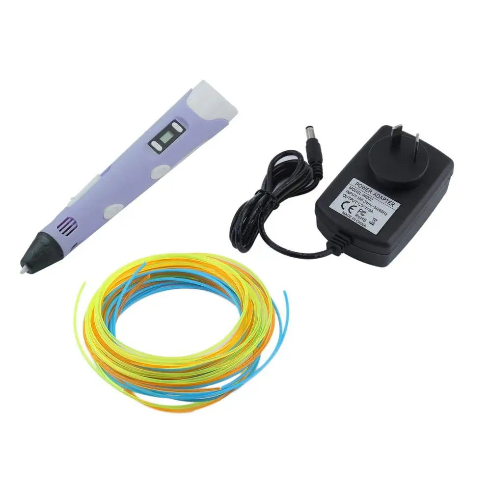 Purple AU Professional Intelligent 3D Drawing Pen Children 1.75mm DIY Stereo Printing Pen Filament Meaningful Toy Gift For Kids AU Plug - Цвет: Purple AU
