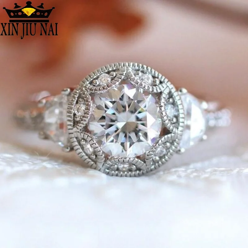 Vintage Decorative pattern Promise ring AAA Zircon Cz 925 anillos silver Creative simulation carat diamond Band Rings for women | Украшения