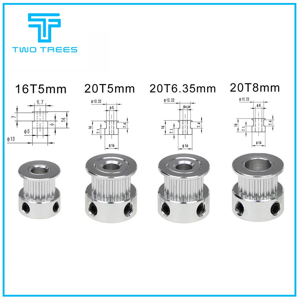 

3D Printer parts 20 teeth GT2 Timing Pulley Bore 5mm 6.35mm 8mm for Width 6mm GT2 synchronous belt 2GT Belt 20teeth pulley