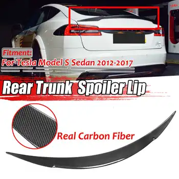 

1x Real Carbon Fiber Car Rear Trunk Boot Lip Spoiler Wing Big Lip For Tesla Model S Sedan 2012-2019 Wing Spoiler