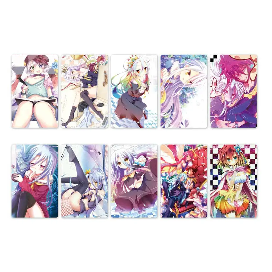 

10pcs NO GAME NO LIFE Anime Card Stickers DIY Waterproof Scrub Card Sticker Kids Toy Stickers Collection Gift