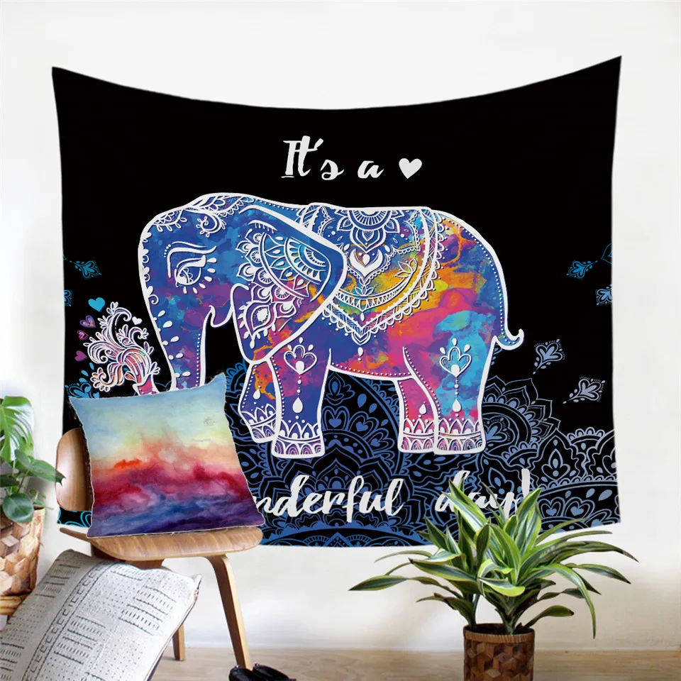  BeddingOutlet Elephant Tapestry Wall Hanging Animal Wall Carpet Twin Hippie Tapestry Bohemian Hippy