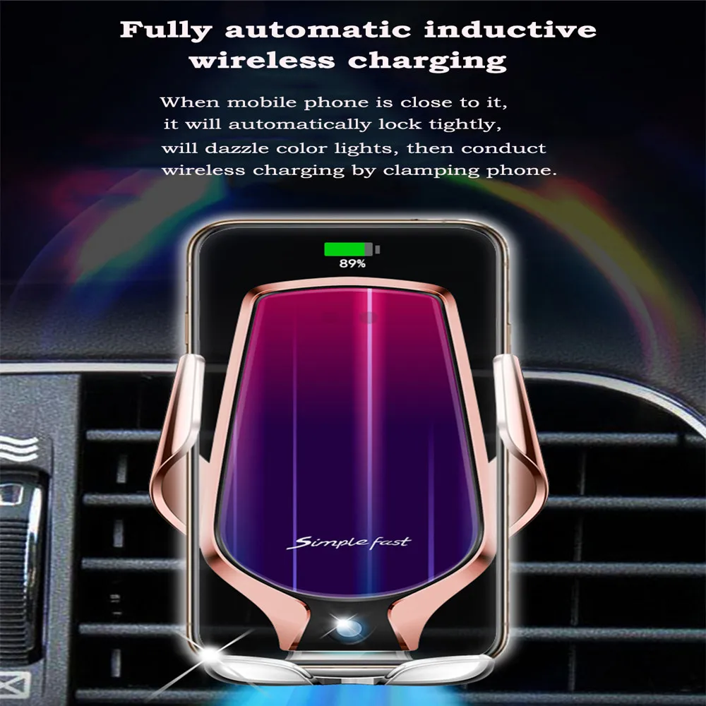 R9 smart sensor автомобильный беспроводной зарядный держатель для телефона простое Быстрое беспроводное зарядное устройство для huawei для iPhone X/8/XS/11 Pro Max