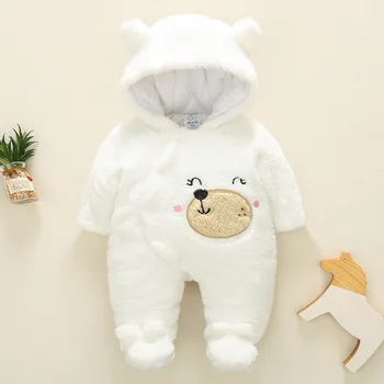Newborn Winter Hoodie Baby Clothes Infant Flannel Climbing Suits New Spring Outwear Toddler Rompers 3m-12m Boy Girls Jumpsuit 5