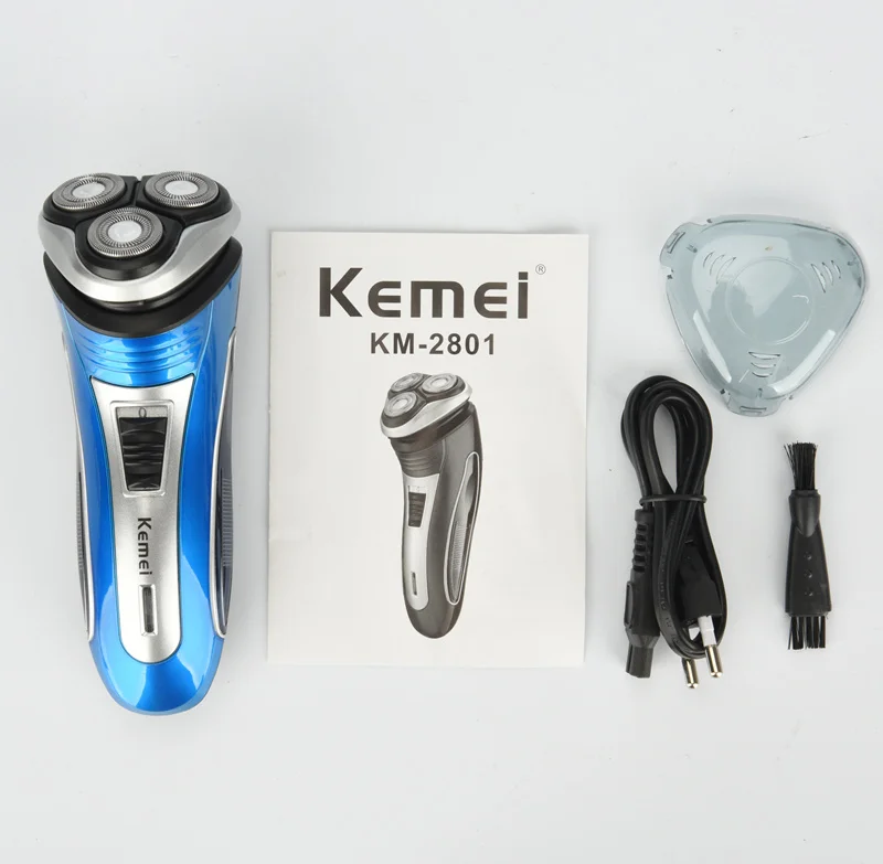 blue-no box Kemei мужская электробритва 3D Тройная плавающая головка лезвия перезаряжаемые электрические бритвы для мужчин триммер для бороды машина D42 - Цвет: blue-no box